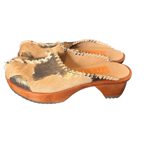 Jim Barnier Wooden Heel Clog Copper Must Womens Size 11 Platform Sandals Leather - Picture 4 of 7